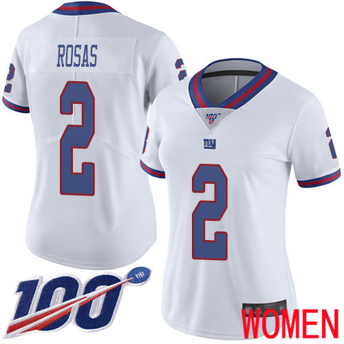 Women New York Giants 2 Aldrick Rosas Limited White Rush Vapor Untouchable 100th Season Football NFL Jersey